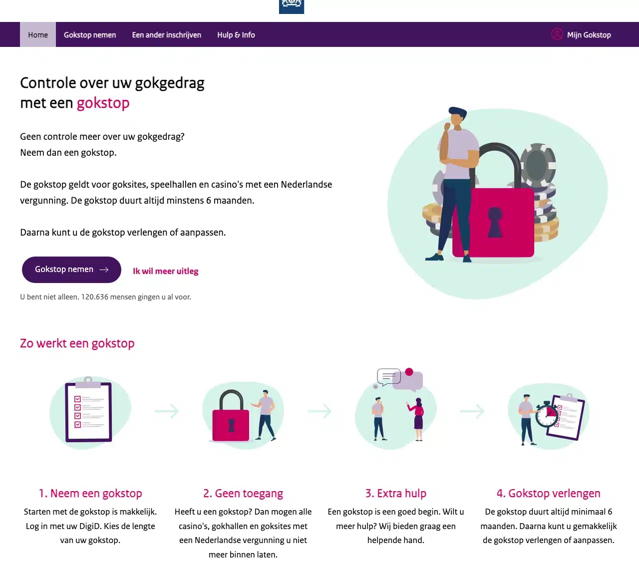 De officiele CRUKS-website met uitleg over de gokstop